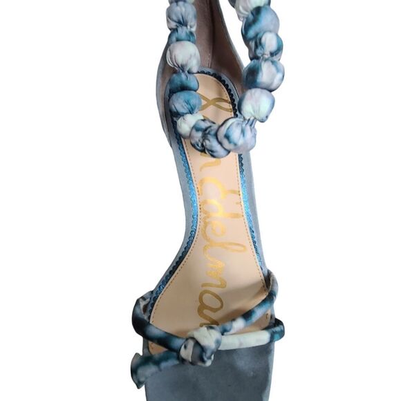 SAM EDELMAN Heels Batik‎ Bobble Ankle Strap Soft Blue Brushed Suede Sz 9 - Picture 10 of 13